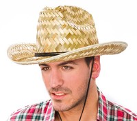 Cowboyhut - Natur Westernhut Sommerhut Faschingshut Karnevalhut Palmstrohhut