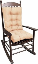 Thick Rocking Chair Cushion Set Soft Patio Seat Back Pads Indoor Outdoor Khaki