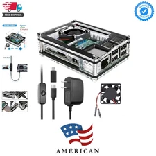 Raspberry Pi 3 B+ Case with Fan Cooling Pi 3B Case with 3 Pcs Heat-Sinks 5V 3...