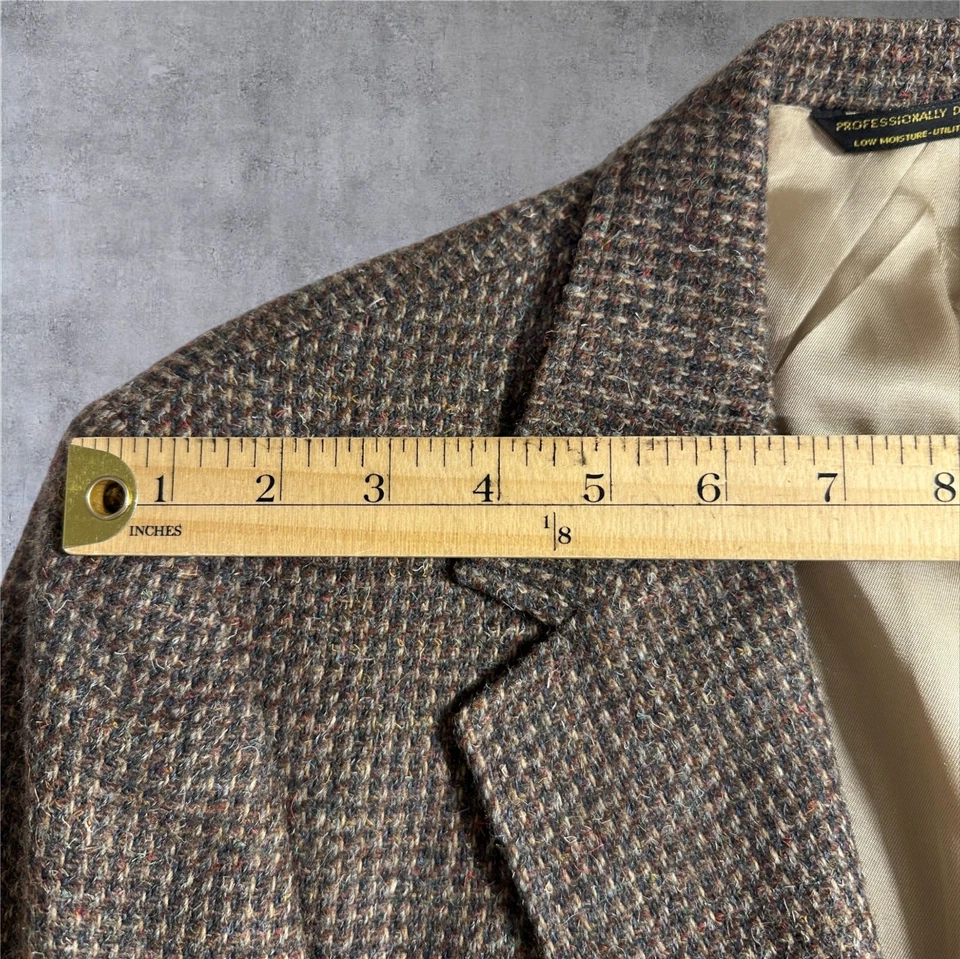 Blazer Abrigo Deportivo TWEED WOOL De Colección Para Hombre Chaqueta Informal de Dos Botones 38R Marrón Foto 4 de 4