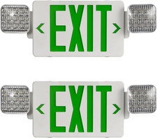 Green Led Exit Sign Light Emergency Battery Pack Combo Ul-94v-0 2pcspack Green Led Exit Sign Light Emergency Battery Pack Combo Ul-94v-0 2pcspack