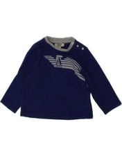 Top grafico ARMANI BABY bambino ragazzo manica lunga 6-9 mesi blu navy classico U219
