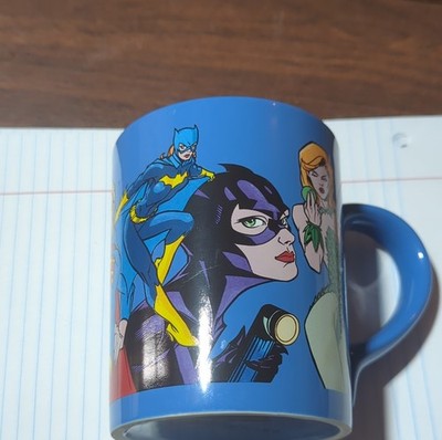 DC Comics Batgirl Catwoman Wonder Woman Blue Coffee Mug Warner Bros. 1999