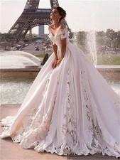 Off-Shoulder Bridal Dress Wedding Dresses A-line Romantic A-line Sweep Train