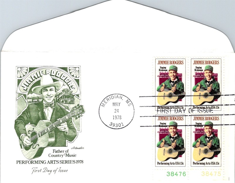 S09-5951, JIMMIE RODGERS, BLOCK OF FOUOR, ARTMASTER FDC