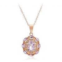 Cavill Damen Silberkette RoséVergoldet Amethyst 1,33Ct Blumen Echtschmuck