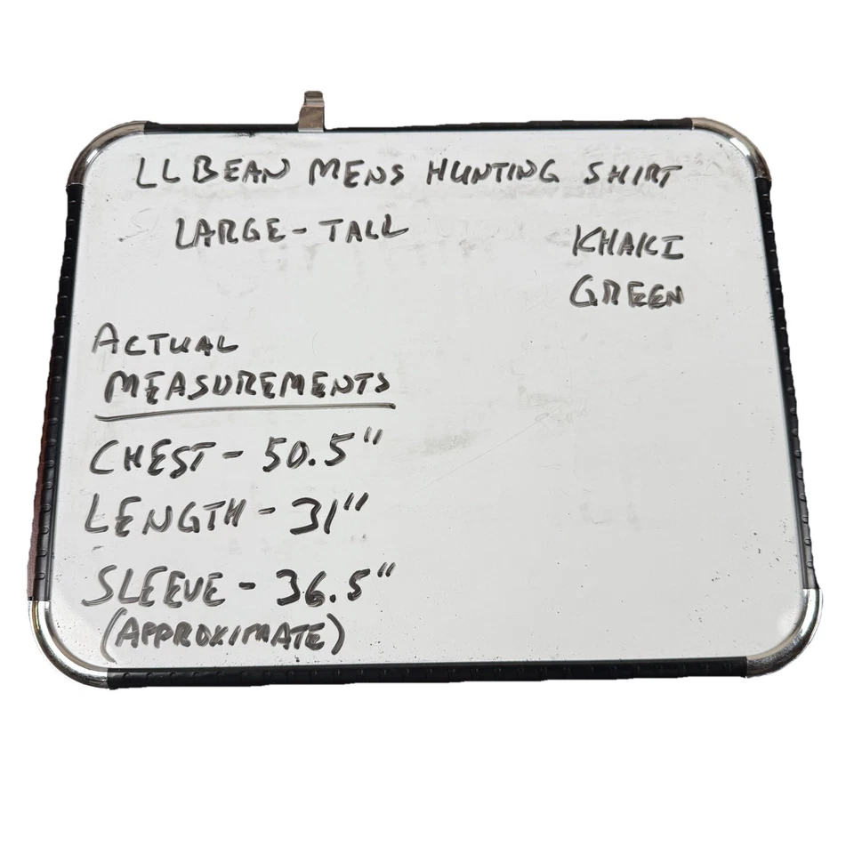 LL Bean Khaki Green Button Down Shooting Hunting Shirt Long Sleeve Men's LT - Image 4 of 4