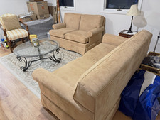 Stearns & Foster Set Loveseat & Convertible Correct Comfort Beige Sofa Bed
