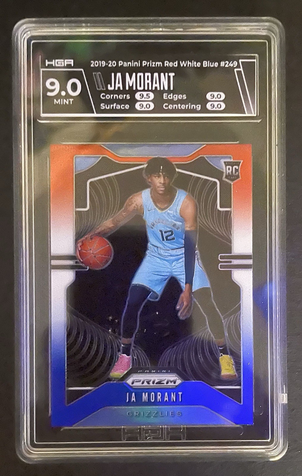 2019-20 Panini Prizm - Ja Morant #249 Red White Blue Rookie HGA 9.0 MINT