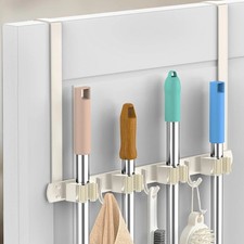 Broom Holder Over The Door - 304 Stainless Steel Mop and Broom Holder Wall Mo...