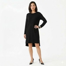 Eileen Fisher Shift Dress S Black Stretch Minimalist Capsule Classic Timeless