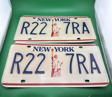 Vintage Pair Statue Of Liberty New York License Plates NY Plate