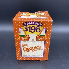 NEW Vtg Leggs Regular Pantyhose 2 Pair Sheer Toe SunTan Nylon Size Queen