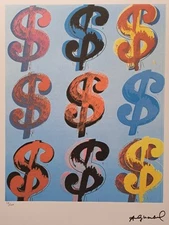 Andy Warhol Signed Lithograph - Dollar - Certificate Leo Castelli