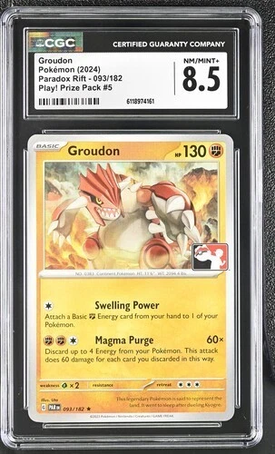 Groudon 093/182 2024 Paradox Rift - PAR EN Play! Pokémon Prize Pack #5 CGC 8.5