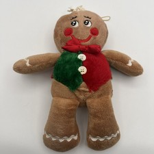 Vintage Dan Dee Gingerbread Boy Christmas Plush 9" Long Green and Red Vest