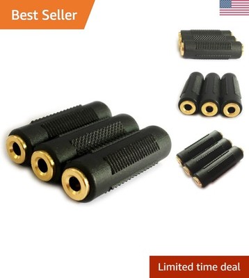 Gold Plated 3.5mm Female to Female Audio Adapter 3-Pack for  Connect