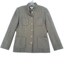 Early 2000s Donna Gray Herringbone Blazer Brown Size 10