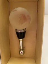 LS Arts Crystal Globe Bottle Stopper, Clear Etched