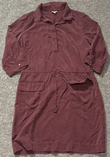 J.Jill Dress Womens Medium Tunic Shirt Burgundy Long Sleeve Pockets