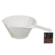 Chef Aid White Plastic Colander with Long Handle 40 x 26 x 11.5 cm