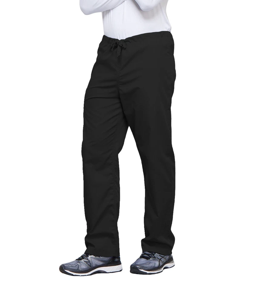 Scrubs Cherokee Workwear Men's Drawstring Pant 4100 BLKW Black Free Shipping - Image 3 of 4