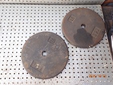 2, VINTAGE USA MADE 25 LBS POUND PANCAKE WEIGHT PLATES FOR 1" DIAMETER BARS