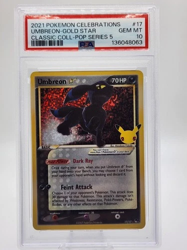 2021 Pokemon Celebrations Umbreon-Gold Star #17 PSA 10 Classic Coll-Pop Series 5