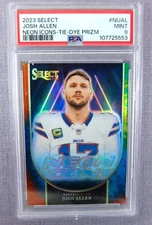 2023 Panini Select Josh Allen Neon Icons Tie Dye Prizm NI-JAL 14/25 PSA 9