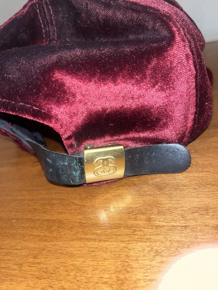 De Colección Sombrero Stussy Terciopelo Gamuza Gorra Bordada Escritura Logo Correa Raro Foto 3 de 4