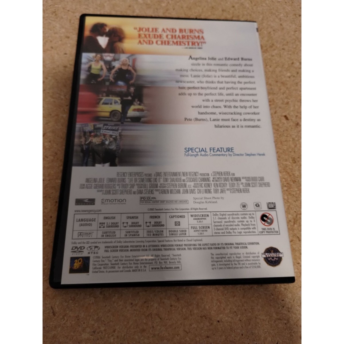 Life or Something Like It (DVD, 2002), Angelina Jolie, Edward