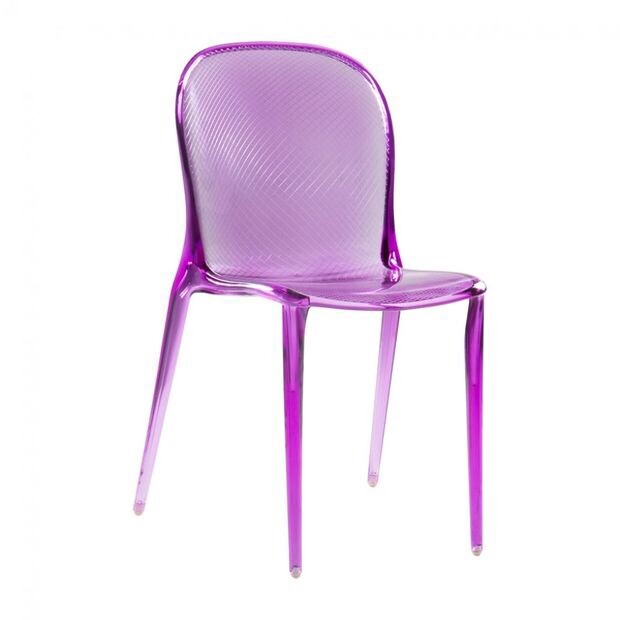 THALYA CLEAR PURPLE ACRYLIC LUCITE DINING GHOST CHAIR MODERN RARE