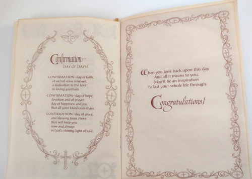 Vintage Confirmation Record Book Red Catholic Prayers Decorative Keepsake UNUSED - Picture 3 of 12