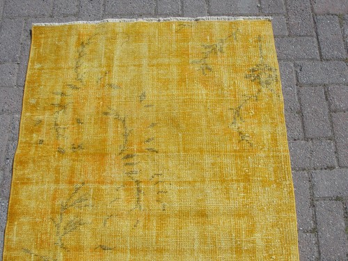 3x5 Vintage Yellow Handknotted Area Rug - Area Rugs for living room - Picture 7 of 10