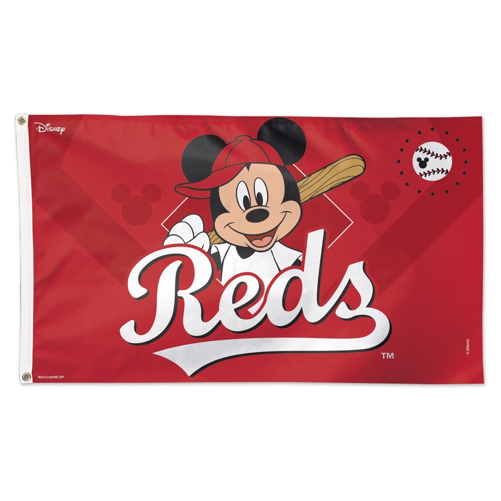 CINCINNATI REDS MICKEY MOUSE DISNEY 3'X5' DELUXE FLAG NEW WINCRAFT