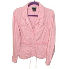 Athleta sz Small Pink 100% Linen Snap Button ...