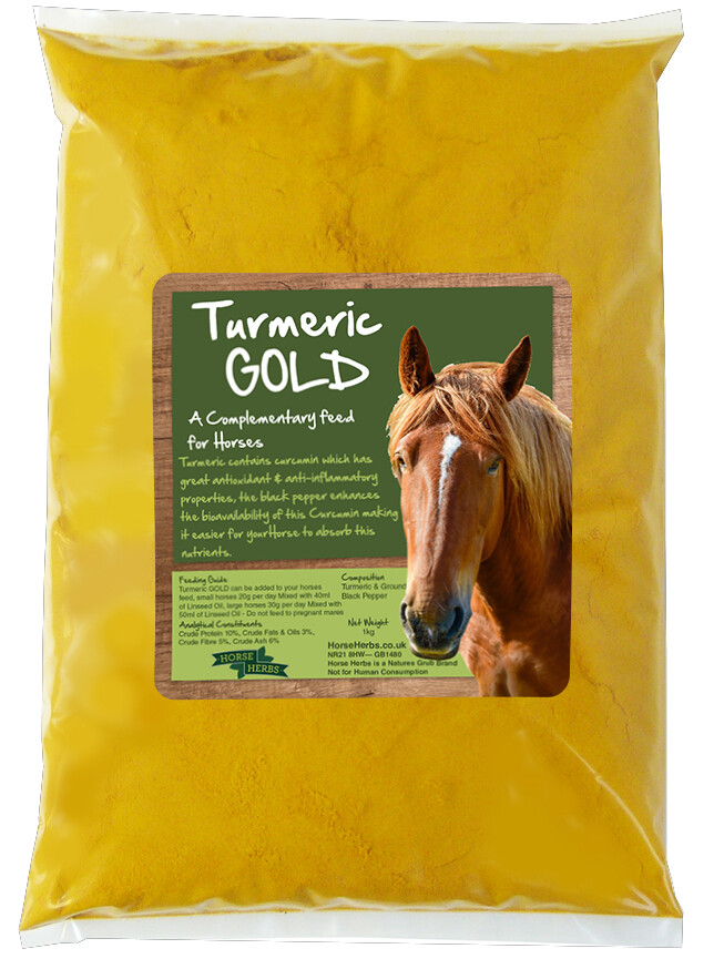 Horse Herbs Turmeric GOLD Supplement for Horses, Black Pepper