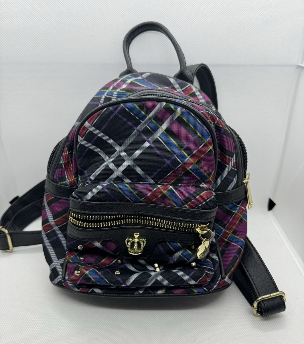 Juicy Couture Backpack Plaid Print Small Mini Gold Logo Studded Y2K‎ Juicy Couture Backpack Plaid Print Small Mini Gold Logo  main image 3