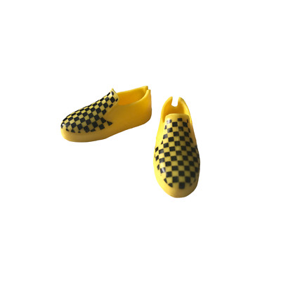 Creatable World Doll Shoes Yellow Black Check Checkered Slip On Style Tennis