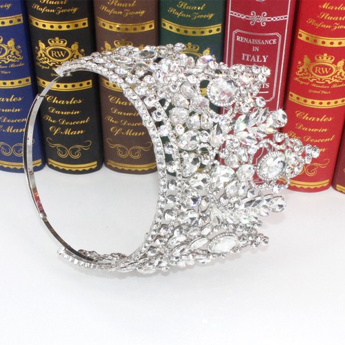 15cm Tall Crystal Large Tiara Crown Queen Princess Pageant Adjustable For Adult - Picture 17 of 23