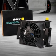 Universal 25 Row 10AN Engine Transmission Oil Cooler + 7" Fixed Cooling Fan Kit