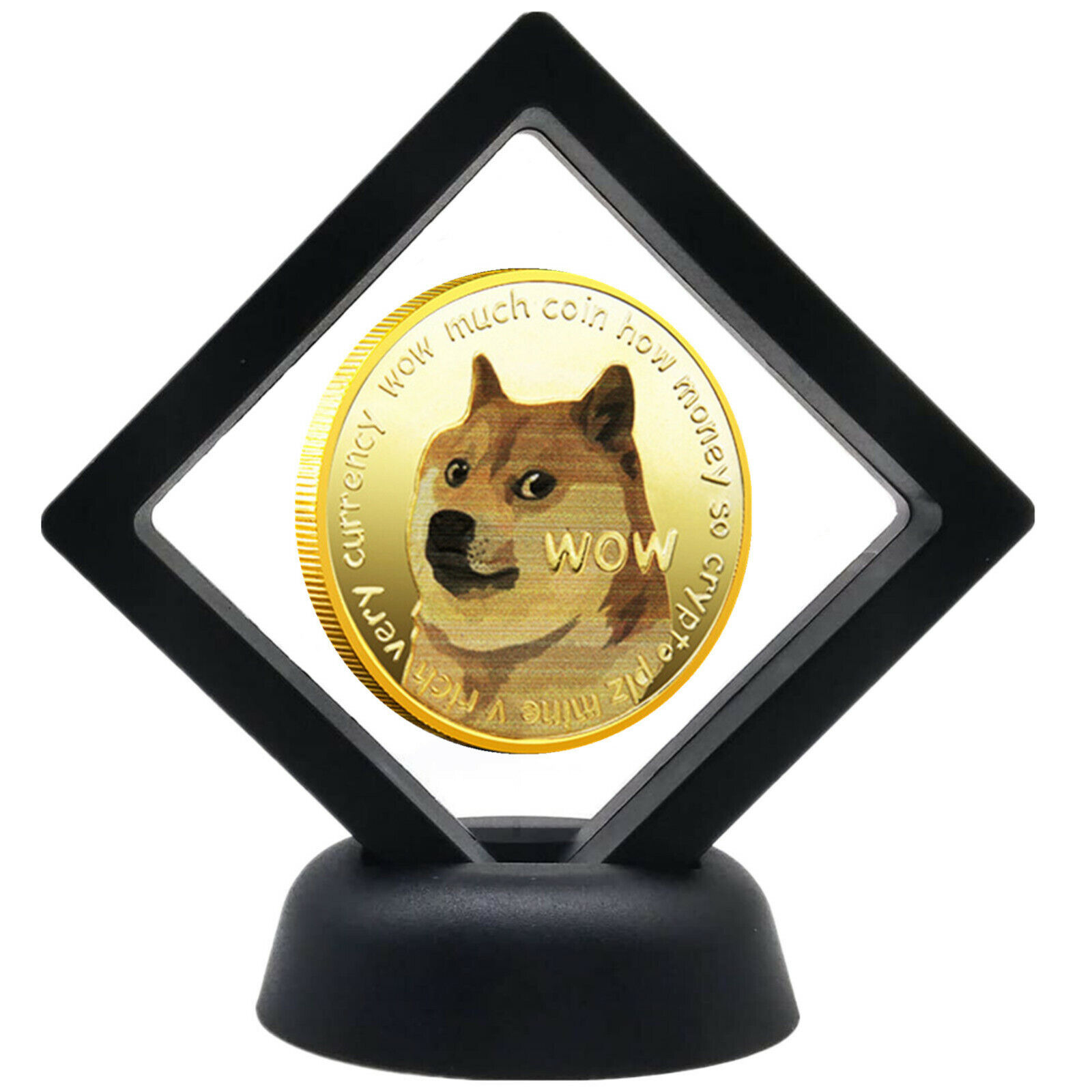 Dogecoin Crypto Commemorative Coin Gold Plated Collectible Coins + Display Case 