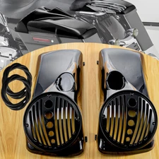 Vivid Black 8 inch Speaker Lids With Tweeter For Harley Touring 1994-2013 Models