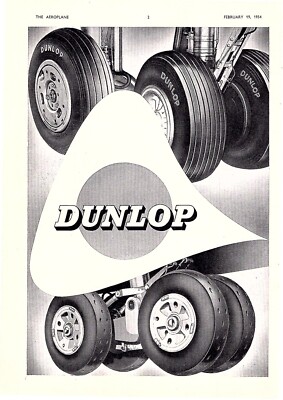 (AAB3) FLUGZEUG WERBUNG 11X8'' DUNLOP RÄDER & REIFEN - DE HAVILLAND COMET