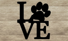 Love w/Pawprint Word Cutout Sign, Cute Dog Signs, Wooden Pet Signs, 3D Wood Sign