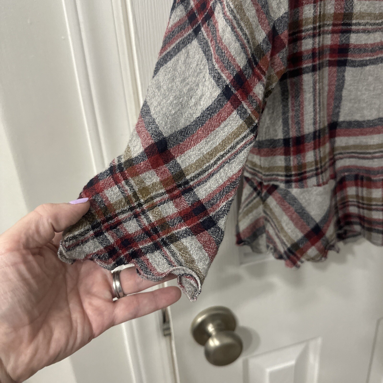 Zara Basic Collection Plaid Ruffle Crop Blouse Wo… - image 3