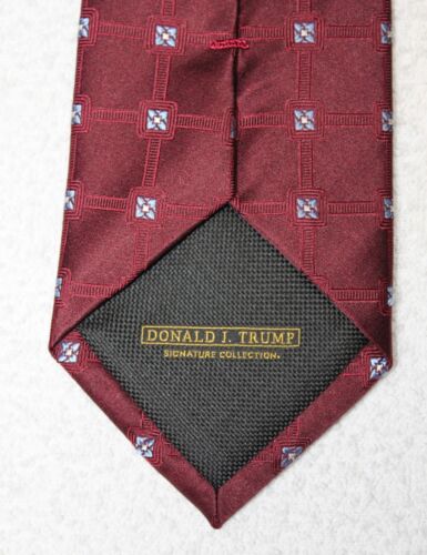 Donald J. Trump 100% Silk Burgundy Tie Signature C