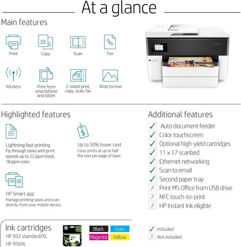 HP OfficeJet Pro 7740 A3 A4 Colour Multifunction Inkjet Printer (Inks & VAT Inc) - Picture 7 of 11