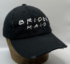 Brides Maid Black Distressed Hat Bachelorette Party Cap Wedding Celebration Cap