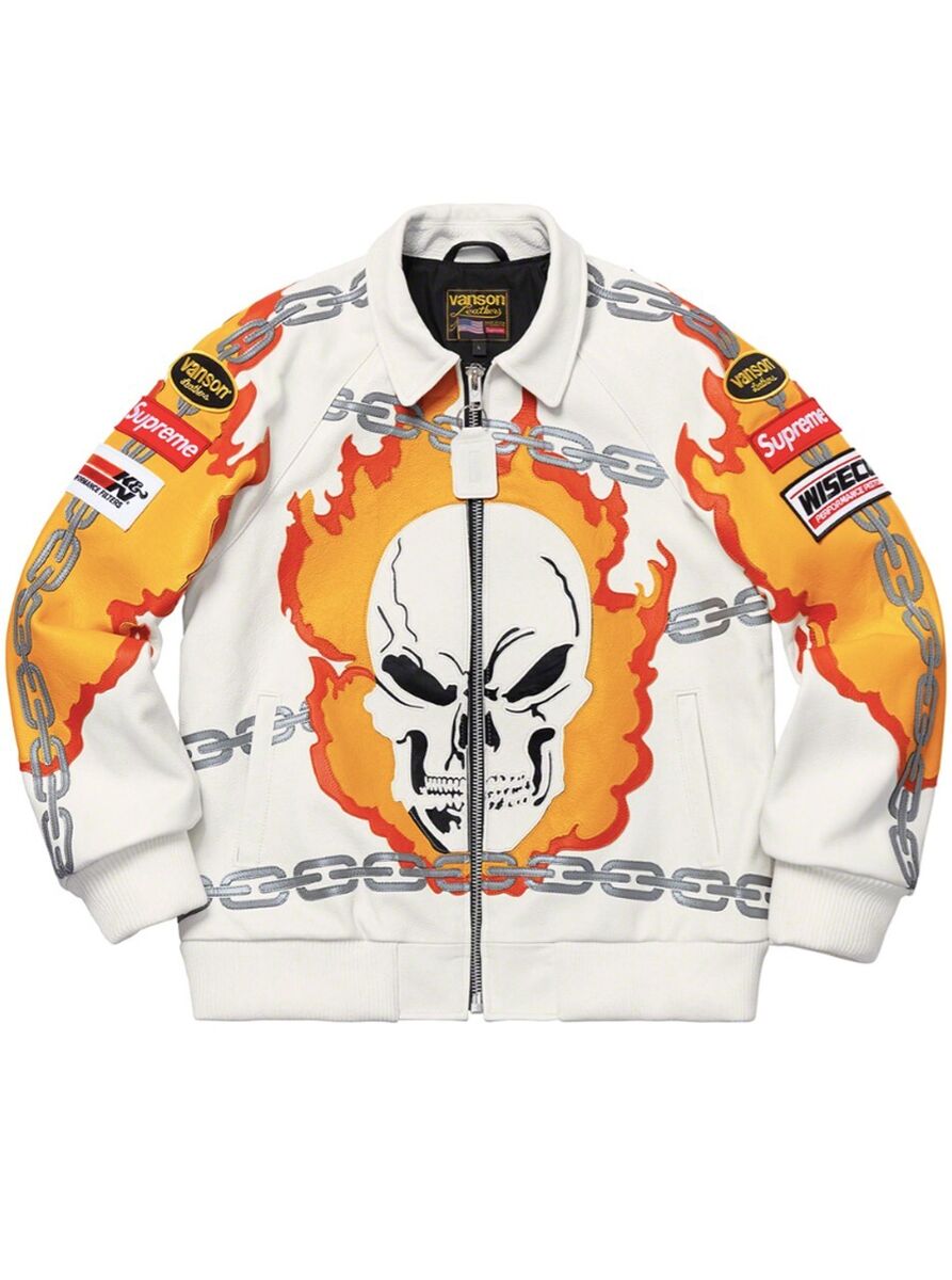 Supreme Vanson Marvel Ghost Rider Leather Jacket Size Medium Supreme Vanson Marvel Ghost Rider Leather Jacket Size Medium